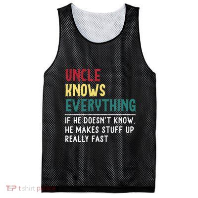Uncle know Everything Father's day gift for Funny Uncle Dad Mesh Reversible Basketball Jersey Tank