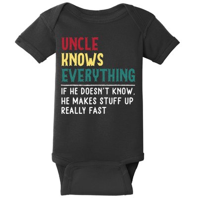 Uncle Know Everything Fathers Day Gift For Funny Uncle Dad Baby Bodysuit