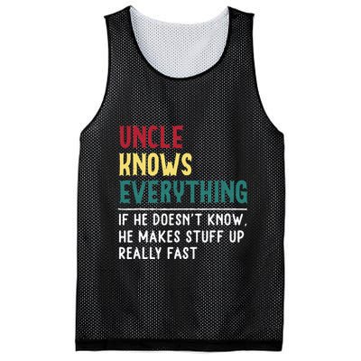 Uncle Know Everything Fathers Day Gift For Funny Uncle Dad Mesh Reversible Basketball Jersey Tank
