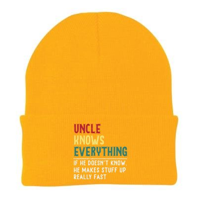 Uncle Know Everything Fathers Day Gift For Funny Uncle Dad Knit Cap Winter Beanie