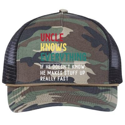 Uncle Know Everything Fathers Day Gift For Funny Uncle Dad Retro Rope Trucker Hat Cap