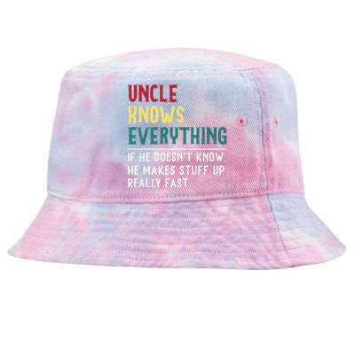 Uncle Know Everything Fathers Day Gift For Funny Uncle Dad Tie-Dyed Bucket Hat