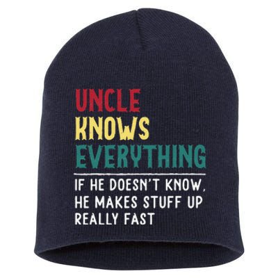 Uncle Know Everything Fathers Day Gift For Funny Uncle Dad Short Acrylic Beanie