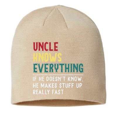 Uncle Know Everything Fathers Day Gift For Funny Uncle Dad Sustainable Beanie