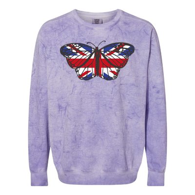 United Kingdom Flag Butterfly Colorblast Crewneck Sweatshirt