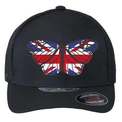 United Kingdom Flag Butterfly Flexfit Unipanel Trucker Cap