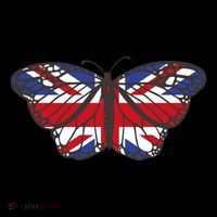United Kingdom Flag Butterfly Drawstring Bag