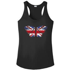 United Kingdom Flag Butterfly Ladies PosiCharge Competitor Racerback Tank