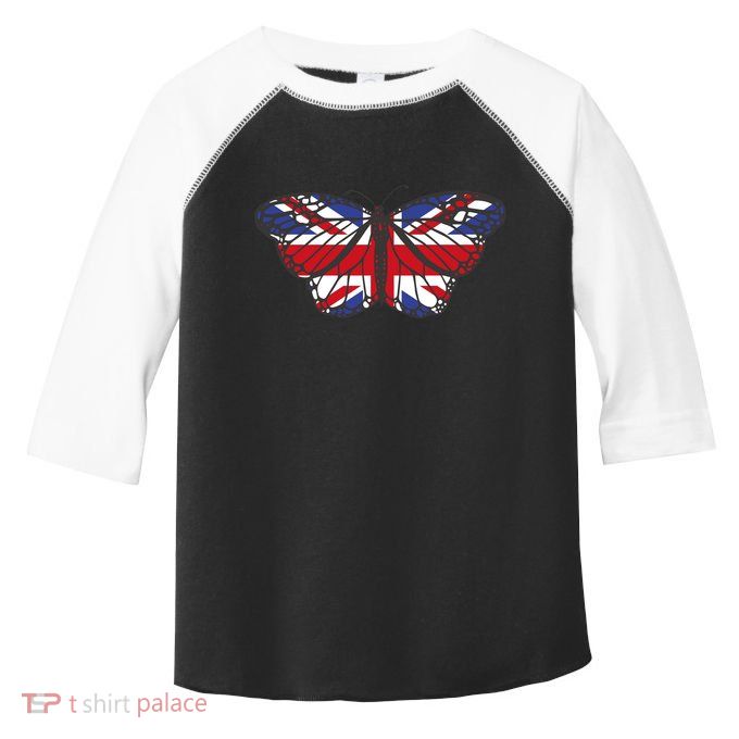 United Kingdom Flag Butterfly Toddler Fine Jersey T-Shirt