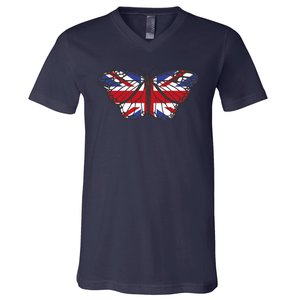 United Kingdom Flag Butterfly V-Neck T-Shirt