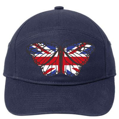 United Kingdom Flag Butterfly 7-Panel Snapback Hat