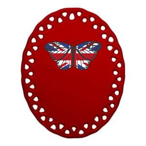 United Kingdom Flag Butterfly Ceramic Oval Ornament