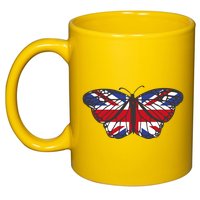 United Kingdom Flag Butterfly 11oz C Handle Ceramic Mug
