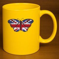 United Kingdom Flag Butterfly 11oz C Handle Ceramic Mug