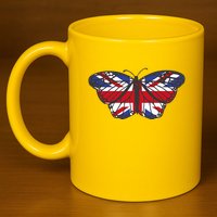 United Kingdom Flag Butterfly 11oz C Handle Ceramic Mug