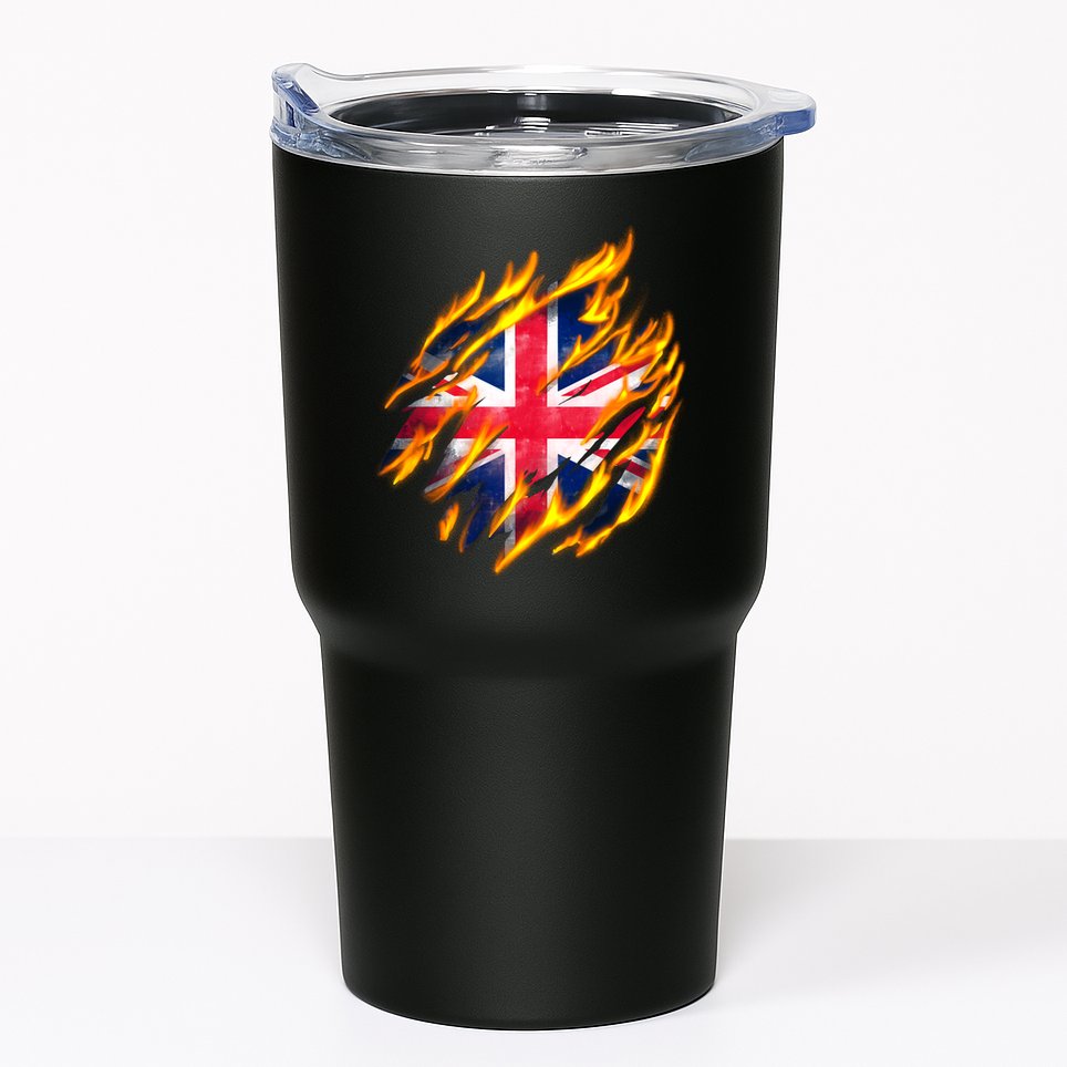 United Kingdom Flame Flag Tumbler