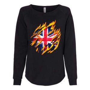 United Kingdom Flame Flag Womens California Wash Sweatshirt