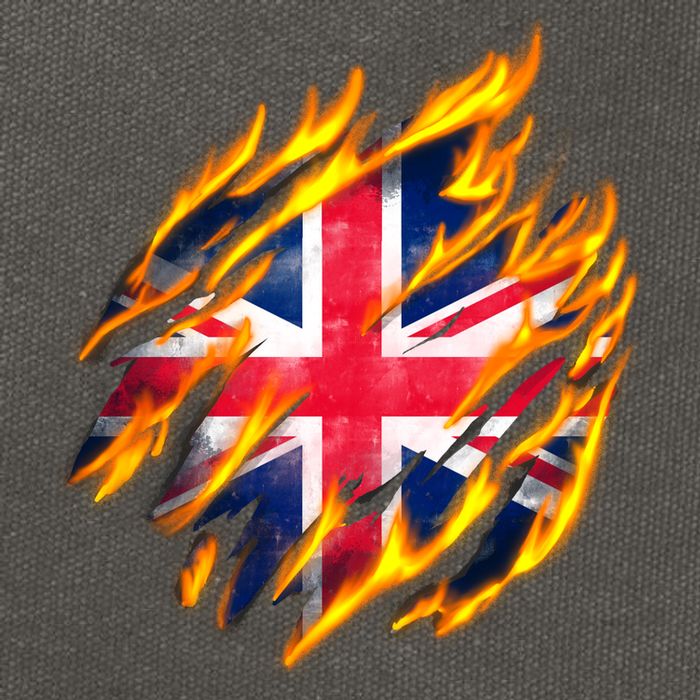 United Kingdom Flame Flag Cotton Canvas Backpack
