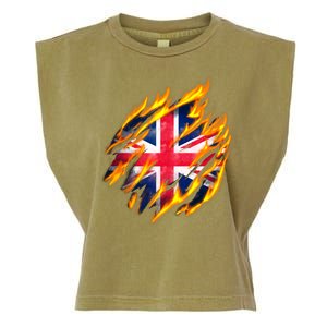 United Kingdom Flame Flag Garment-Dyed Women's Muscle Tee