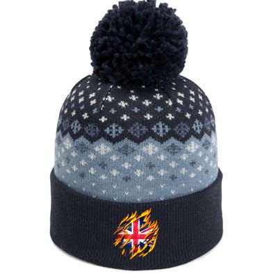 United Kingdom Flame Flag The Baniff Cuffed Pom Beanie