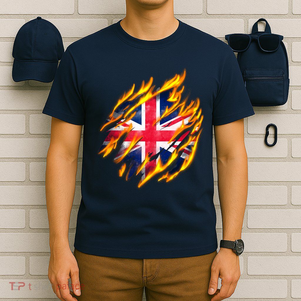 United Kingdom Flame Flag T-Shirt
