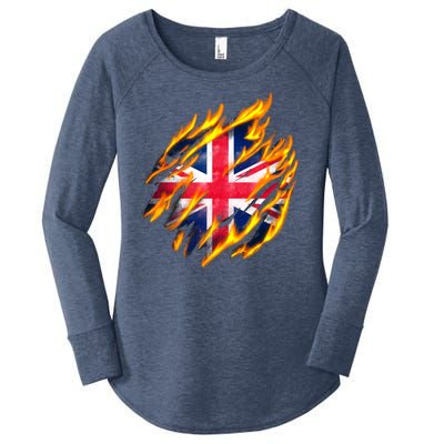 United Kingdom Flame Flag Women's Perfect Tri Tunic Long Sleeve Shirt