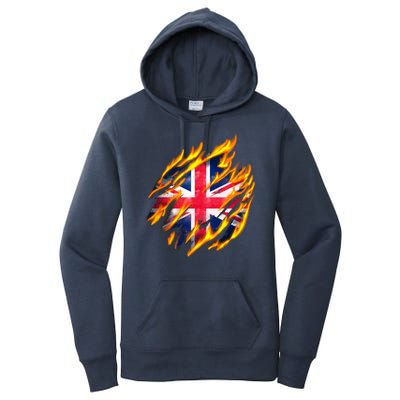 United Kingdom Flame Flag Women's Pullover Hoodie