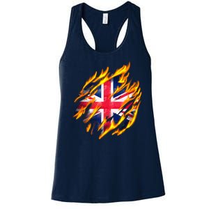 United Kingdom Flame Flag Women's Racerback Tank