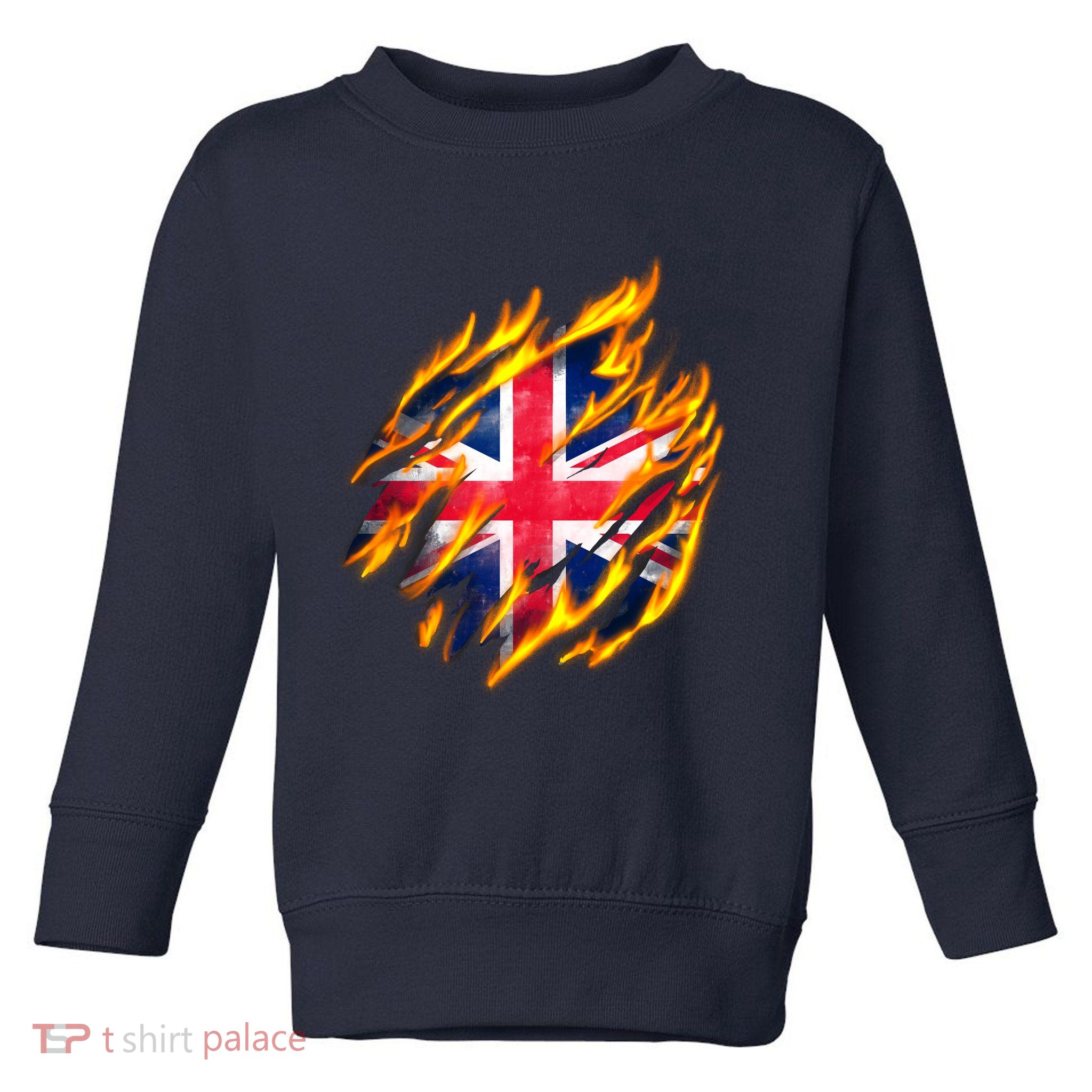 United Kingdom Flame Flag Toddler Sweatshirt