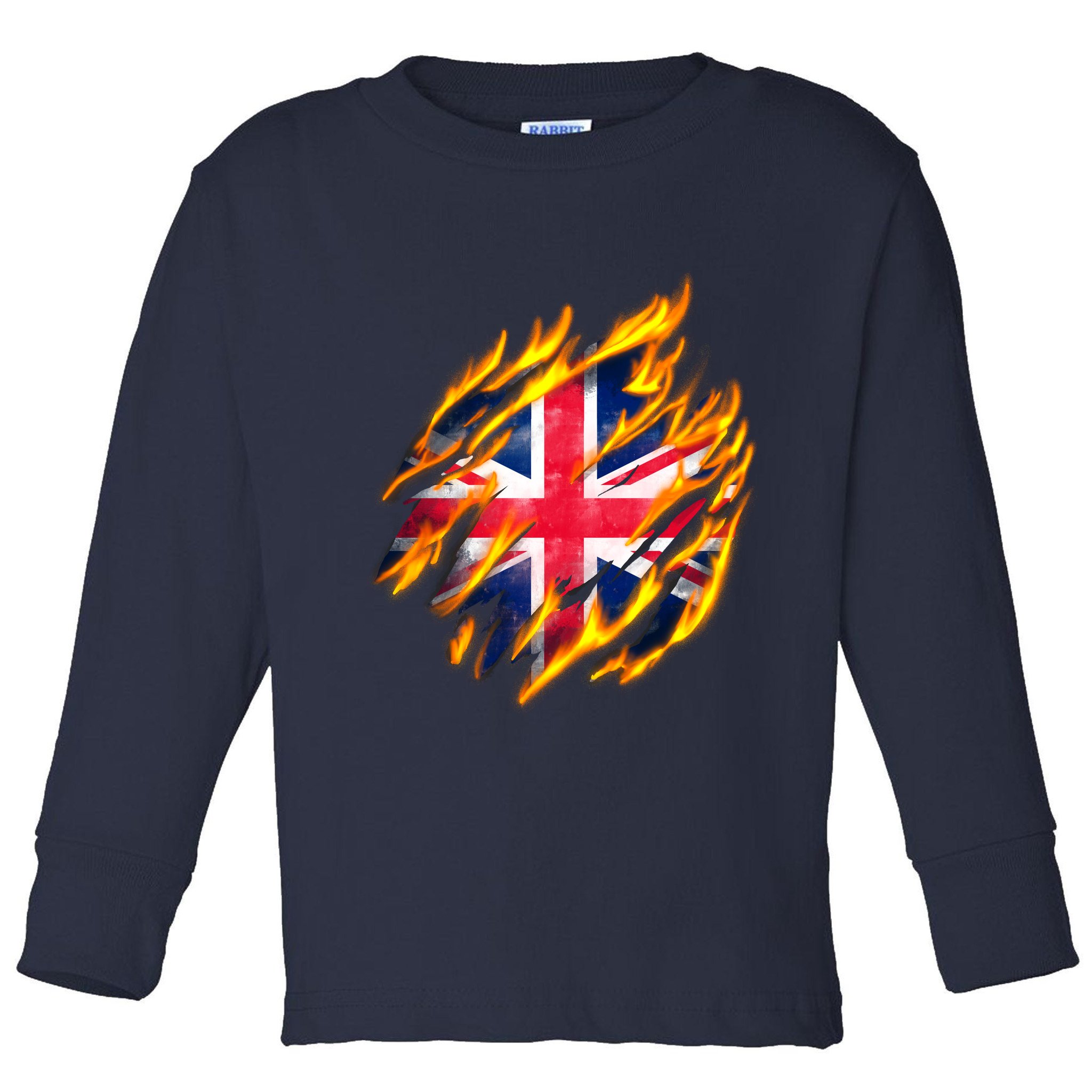 United Kingdom Flame Flag Toddler Long Sleeve Shirt