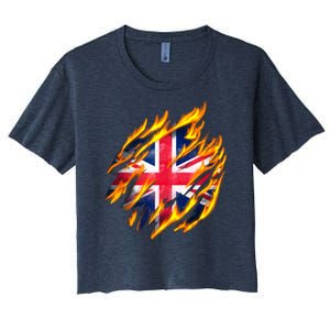 United Kingdom Flame Flag Women's Crop Top Tee