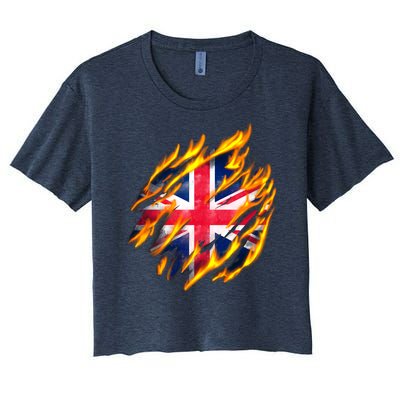 United Kingdom Flame Flag Women's Crop Top Tee