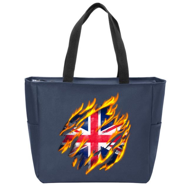 United Kingdom Flame Flag Zip Tote Bag