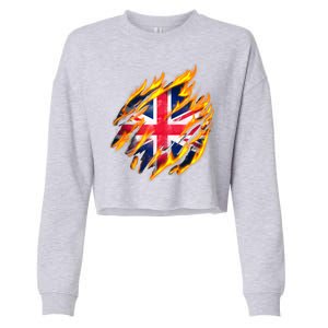 United Kingdom Flame Flag Cropped Pullover Crew