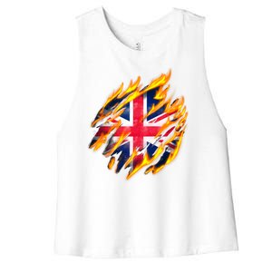 United Kingdom Flame Flag Women's Racerback Cropped Tank