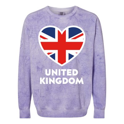 United Kingdom Flag Heart Shaped England Union Jack Gift Colorblast Crewneck Sweatshirt