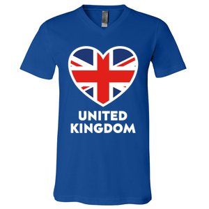 United Kingdom Flag Heart Shaped England Union Jack Gift V-Neck T-Shirt