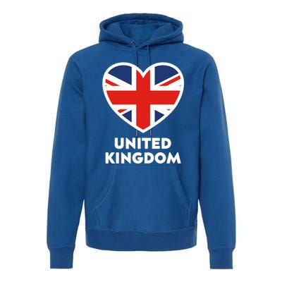 United Kingdom Flag Heart Shaped England Union Jack Gift Premium Hoodie