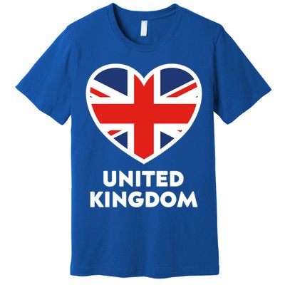 United Kingdom Flag Heart Shaped England Union Jack Gift Premium T-Shirt