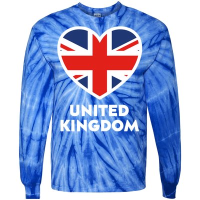 United Kingdom Flag Heart Shaped England Union Jack Gift Tie-Dye Long Sleeve Shirt