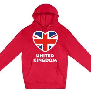 United Kingdom Flag Heart Shaped England Union Jack Gift Premium Pullover Hoodie