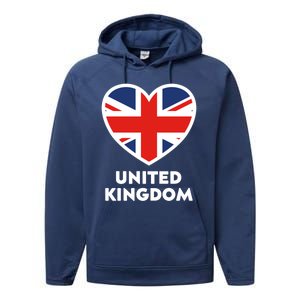 United Kingdom Flag Heart Shaped England Union Jack Gift Performance Fleece Hoodie