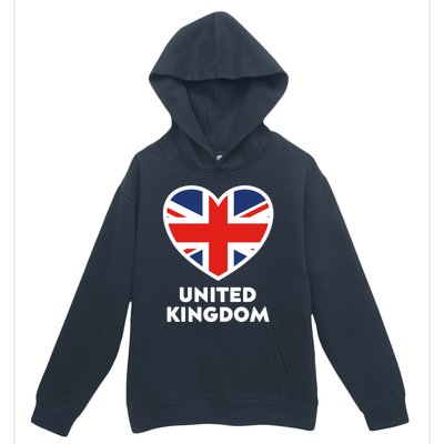 United Kingdom Flag Heart Shaped England Union Jack Gift Urban Pullover Hoodie