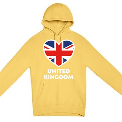 United Kingdom Flag Heart Shaped England Union Jack Gift Premium Pullover Hoodie