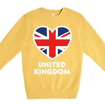 United Kingdom Flag Heart Shaped England Union Jack Gift Premium Crewneck Sweatshirt