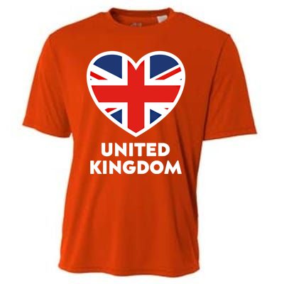 United Kingdom Flag Heart Shaped England Union Jack Gift Cooling Performance Crew T-Shirt