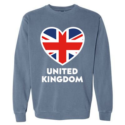 United Kingdom Flag Heart Shaped England Union Jack Gift Garment-Dyed Sweatshirt