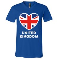 United Kingdom Flag Heart Shaped England Union Jack Gift V-Neck T-Shirt