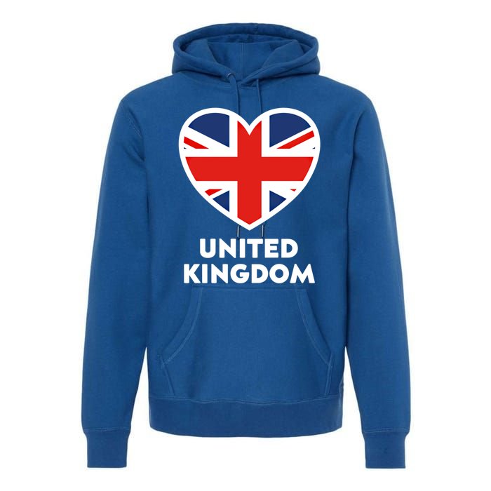 United Kingdom Flag Heart Shaped England Union Jack Gift Premium Hoodie