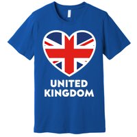 United Kingdom Flag Heart Shaped England Union Jack Gift Premium T-Shirt